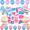 Baby shower props for photoshoot decoration items 72 Pcs Combo with it?s a girl & it?s a boy printed balloons , metallic balloons , baby shower propsfor mom to be dad to be family props