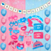 Baby shower props for photoshoot decoration items 41 Pcs Combo with it?s a girl & it?s a boy printed balloons , boy or girl banner , baby shower props, pastel fringe curtainsfor mom to be dad to be family props