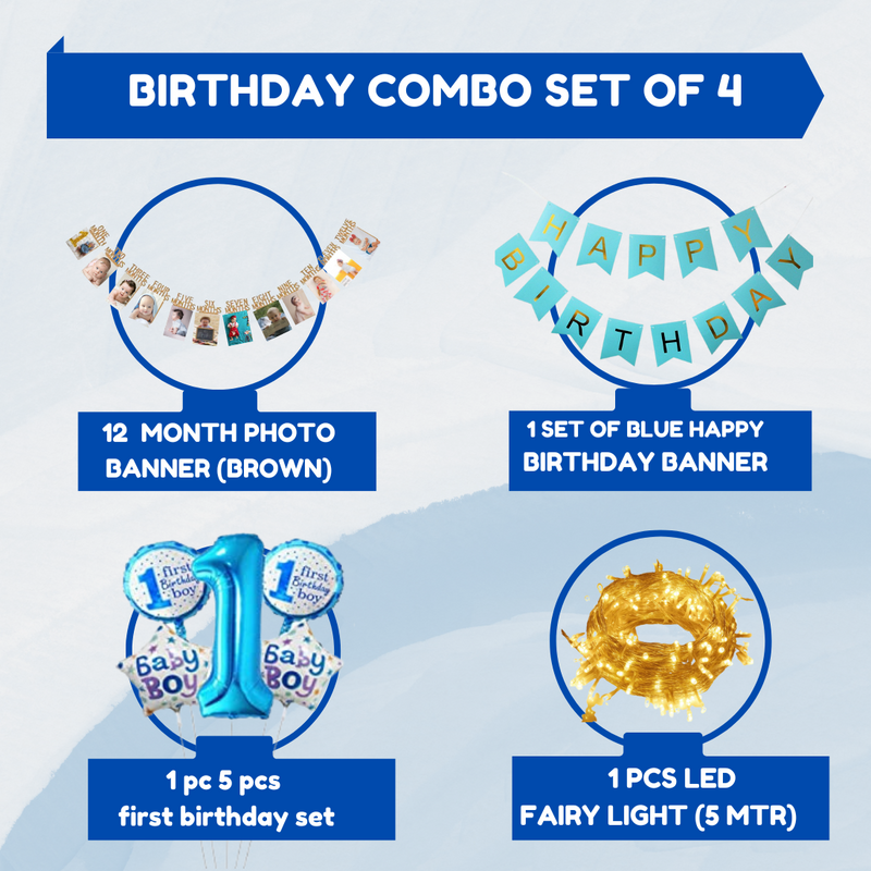 Baby boy first 1st happy birthday party decorations combo kit set