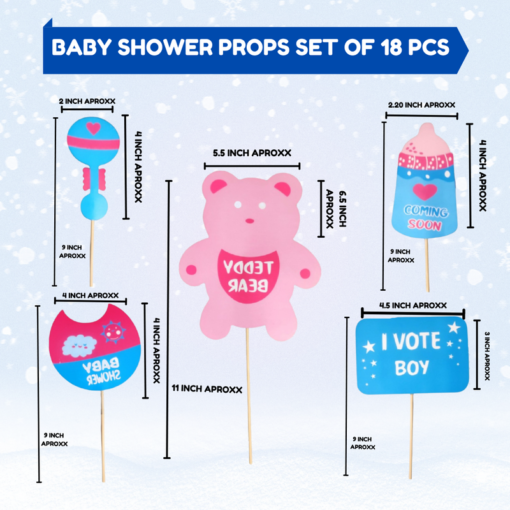 Baby shower props for photoshoot decoration items 68 Pcs Combo with it?s a girl & it?s a boy printed balloons , metallic balloons , baby shower props, craddle foil balloon for mom to be dad to be family props - Image 3
