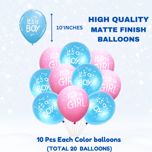 Baby shower props for photoshoot decoration items 68 Pcs Combo with it?s a girl & it?s a boy printed balloons , metallic balloons , baby shower props, craddle foil balloon for mom to be dad to be family props - Image 5