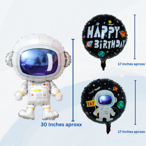 Astronaut theme Birthday Decoration kit - 60 Pcs Combo with  banner , 5 pcs foil balloons set  for kids party boys girls - Image 5