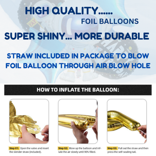 Astronaut theme Birthday Decoration kit - 60 Pcs Combo with  banner , 5 pcs foil balloons set  for kids party boys girls - Image 6