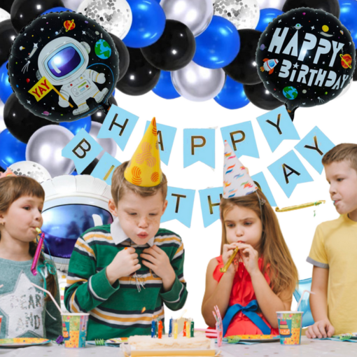 Astronaut theme Birthday Decoration kit - 60 Pcs Combo with  banner , 5 pcs foil balloons set  for kids party boys girls - Image 7