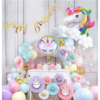 Happy birthdayunicorn foil balloon 75 Pcs Combo for kids bday candy themeas caps , birthday party first 1st , 5th , 10th
