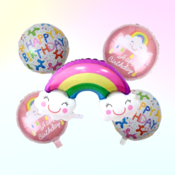Happy birthday rainbow foil balloon 5 Pcs Combo for girls boys as caps , birthday party first 1st , 5th , 10th