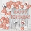 101pcs Rose Gold Birthday Banner Foil 90 Premium Rose Gold White and Silver Metallic Balloon With Hand Balloon Pump Glue Dot Arc 4 Rose gold and Silver Star 2 Silver curtain for Boys Girls Wife Adult Husband Mom Dad/Happy Birthday Decorations Items Set Balloon??(Gold,
