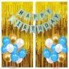 Blue White and Golden Birthday Balloons Combo Set,Rubber- 64Pcs For Kids Or boys Birthday Decoration Items