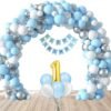 1 Birthday Decoration kit items for Boys Girls with Balloons, Banner & Confetti??(Set of 90)