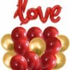 Solid 31 Pcs Happy Anniversary Love Foil Balloon with 30 Pcs Red & Golden Balloons Combo Set / Anniversary Decoration Kit Balloon??(Red, Gold, Pack of 31)