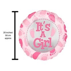 Set of 2 Pcs Baby Shower It's a Girl Printed Round Foil Balloon in Pink for Your Baby Shower/Baby Welcoming Party Decoration