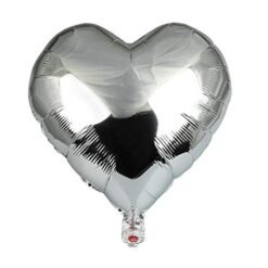 Silver Heart Shape Foil Balloons 16" Inches for Party Decoration Supplies - Best for Anniversary, Proposal, Wedding, First Night Surprise at Home or Bedroom