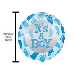 Set of 2 Pcs Baby Shower It's a Boy Printed Round Foil Balloon in Blue for Your Baby Shower/Baby Welcoming Party Decoration