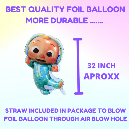 Happy birthday cocomelon foil balloon 51 Pcs Combo for kids bday candy themeas caps , birthday party first 1st , 5th , 10th - Image 5