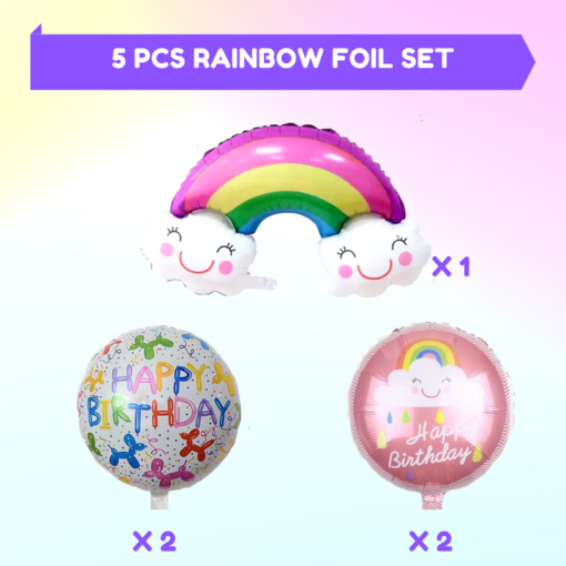 Happy birthday rainbow foil balloon 70 Pcs Combo for kids bday candy theme Party props Led Lightas caps , birthday party first 1st - Image 5