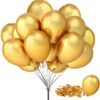 Premium Metallic Latex Balloons Pack of 50 Golden for Decoration Balloon??(Gold, Pack of 50)