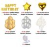 Golden & Silver Birthday Decoration Party Supplies Kit - Pack Of 53 Pcs - Happy Birthday Foil, Star shape, Heart Shape, Confetti & Metallic balloons - for Husband, Wife, Boy, Girl