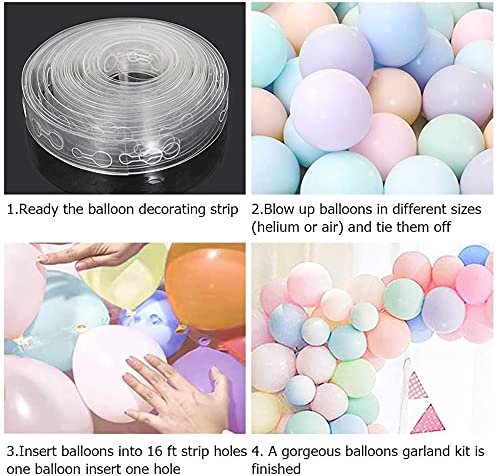 Pastel Rainbow net fabric backdrop Happy Birthday decoration,Balloon Garland arch tape, Fairy LED lights - Image 4