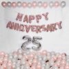 Happy Anniversary Rose Gold Decoration Kit - 79 Pc Combo - with Rose Gold Foil Happy Anniversary Letters, Metallic Silver & Rose Gold Balloons (RoseGold 25th)