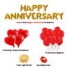 Wedding Anniversary Decoration Items Kit - 37 Pcs Combo - Complete Decoration Kit with Happy Anniversary, Red Balloons, Heart Balloons & Fairy Lights