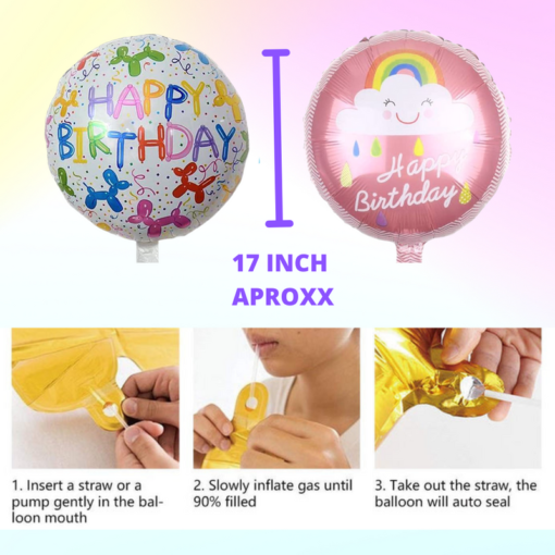 Happy birthday  rainbow foil balloon 68 Pcs Combo for kids bday candy themeas caps , birthday party first 1st , 5th , 10th - Image 6