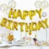 Printed Happy Birthday Balloons Banner Set with Sequin Latex Balloon,16inchGolden Foil Happy Birthday Reusable Happy Banner Foil Balloons 5PCS Confetti Balloons for Girls/Boys Birthday Decorations Party Supplies(Golden)| for Boys Girls Wife Adult Husband Mom Dad Balloon