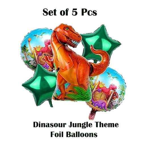 Happy Birthday Decorations Jungle Theme For Boys, Girls with Dinosaur Foil Balloon Pack of 81 Pcs - Image 3