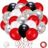 62 Pack Red Black Confetti Balloons Kit,12 Inch Black Red White Confetti Balloons Metallic Silver Balloons for Wedding Party Birthday Baby Shower Graduation Decorations Supplies Balloon??(Multicolor, Pack of 62)