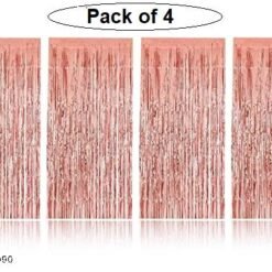 Rosegold Metallic Fringe Curtain ( Pack of 4 ) 2.5 x 6  Feet for Wedding , 1st Birthday , Engagement Baby Shower , Anniversary , Office Party , Diwali Decorations