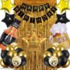 Happy Birthday Banner Decoration Kit ? 38Pcs Set for Boys Husband Balloons Decorations Items Combo with Cheers Mug Foil Balloon Crown Foil, Age Perfect, Metallic Balloons With Foil Curtain