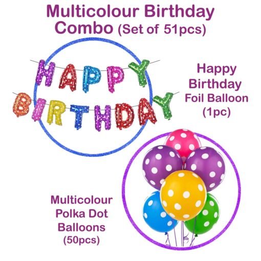 Happy Birthday Letters Foil Balloon Set Decoration - 51Pcs Multicolour - Image 2