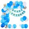 Blue Happy Birthday Decoration Items 41pcs Set Combo Banner Balloon Metallic Confetti For Boys material Paper