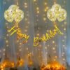 Birthday Decoration Items Kit- 10Pcs Bday Banner Confetti Balloon with Led Light for Kids, Husband Bday Decorations Items with Fairy Lights material Rubber (color GOLD)