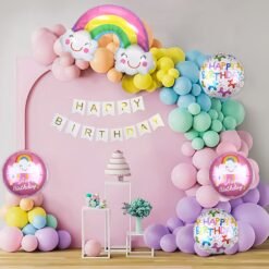 Pastel Rainbow Happy Birthday Decoration DIY Combo Set