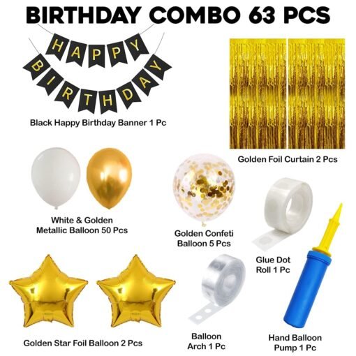 Birthday Decoration Items - 63 Pcs, Happy Birthday Decoration For Kids, Adults | Birthday Decoration Items For Boy, Girl | Wife, Husband Birthday Decoration | Happy Birthday Decoration Kit - Image 2