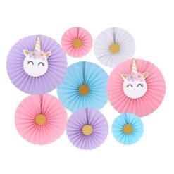 Unicorn Party Decorations, Hanging Paper Fans Rainbow Unicorn Birthday Party