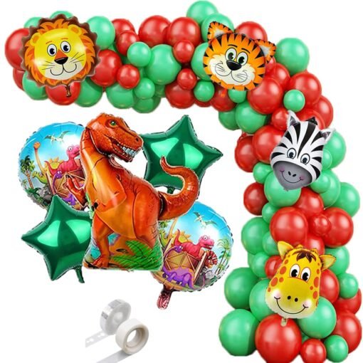 Happy Birthday Decorations Jungle Theme For Boys, Girls with Dinosaur Foil Balloon Pack of 81 Pcs