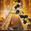 Birthday Decoration Items - Canopy Tent For Decoration | Happy Birthday Decoration Kit | Metallic Balloons For Decoration Net, Light | Cabana Tent For Birthday Girl, Women, Husband, Boy