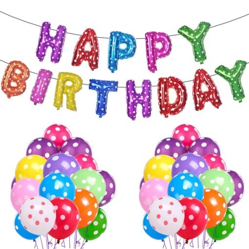 Happy Birthday Letters Foil Balloon Set Decoration - 51Pcs Multicolour