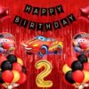 Car Theme 2nd Birthday Decoration for Boys (Pack of 39, Red & Black)