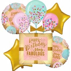 Birthday Foil Stay Fabulous Balloon Pack of 5 Rose Gold Party Decoration Item for Birthday Theme Party for kids girls boys