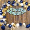 Happy Birthday Decorations For Boys -41Pcs Happy Birthday Decoration Items Kit- Curtain Net, Light, Metallic Balloons, Banner