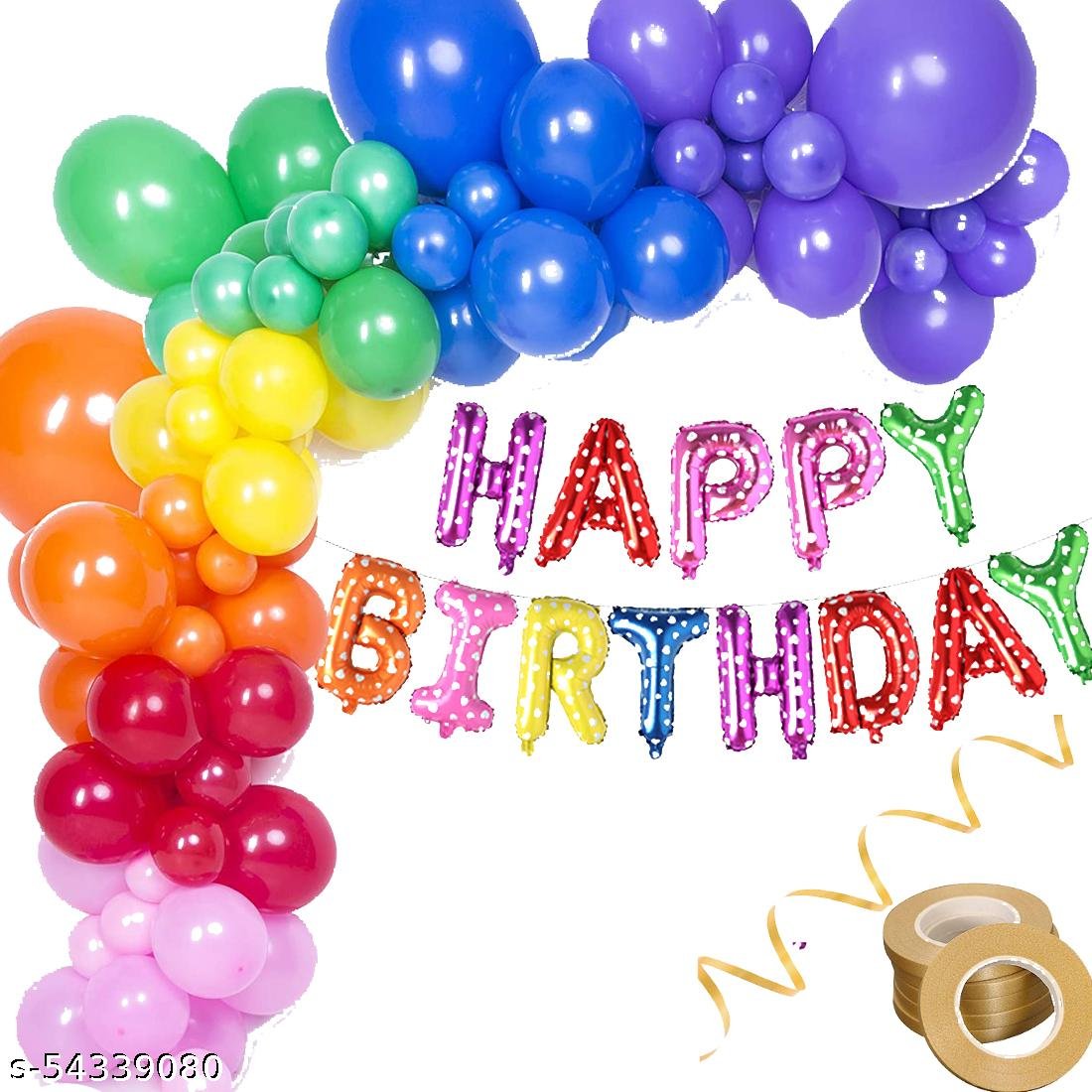 Happy Birthday Multi Letter Foil Set with 50 Multi color Decoration Kit For Girl & Boys