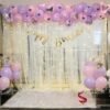 Birthday Decorations for girls,white net Curtain cloth and Fairy Lights - 58 pc , Pink and Purple Balloons, LED, Garland Arch Tape, backdrop , princess theme,baby 3rd 4th 18th bday