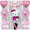 Hello Kitty Birthday Party Decoration Theme Items Combo of 50 Pcs for Baby Kids Girl