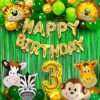 3rd Birthday Decoration Items For Boys Jungle Theme - 50Pcs Third Birthday Decoration - 3rd Birthday Party Decorations, Birthday Decorations kit for Boys 3rd birthday/ Baby Birthday Decoration Items 3 Year