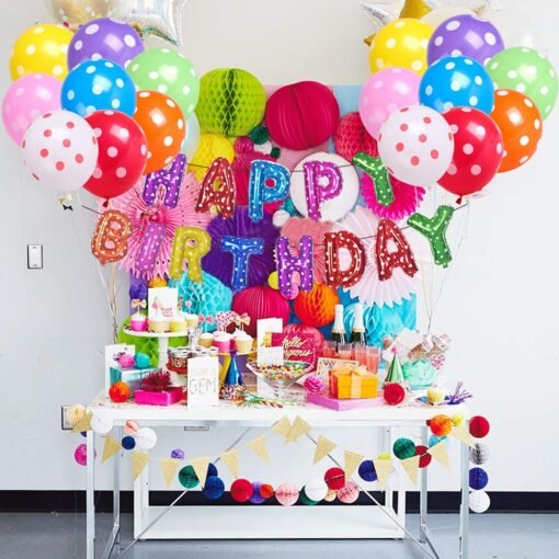 Happy Birthday Letters Foil Balloon Set Decoration - 51Pcs Multicolour - Image 4