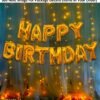 Happy Birthday Decoration, Birthday Decorations, Birthday Ka Saman, Golden Happy Birthday Decoration Kit -2Pcs HBD Foil Balloon With Led Light Birthday Decorations Items For Bday Lights Combo Pack Set, Husband,Wife, First, 2nd,30th,40th,50th Theme