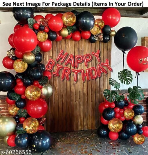 Birthday Decorations, Birthday Ka Saman, Happy Birthday Decoration, Happy Birthday Decorations Combo, Balloon & You Red And Black Gold Balloons Birthday Party Decoration Balloon Kit