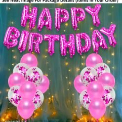 Happy Birthday Decoration, Birthday Decorations, Birthday Ka Saman, Pink Birthday Decoration Balloons Set -14Pcs Combo Kit with Happy Birthday Foil Balloon, Confetti, Metallic Balloons/Ballons for Decorating Birthday/Birthday Decoration kit for Girls